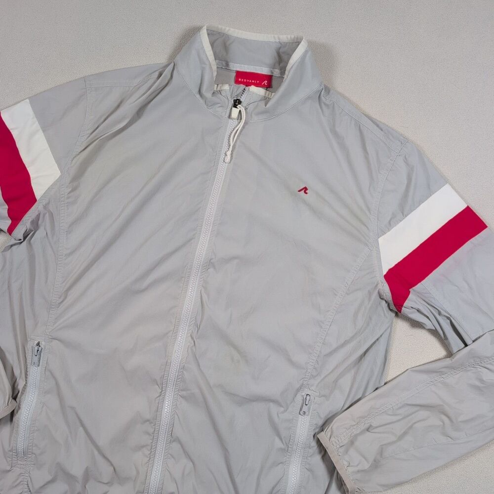 Redvanly Elston Windbreaker Men's Size XL Gray Red Athletic Golf Jacket Active